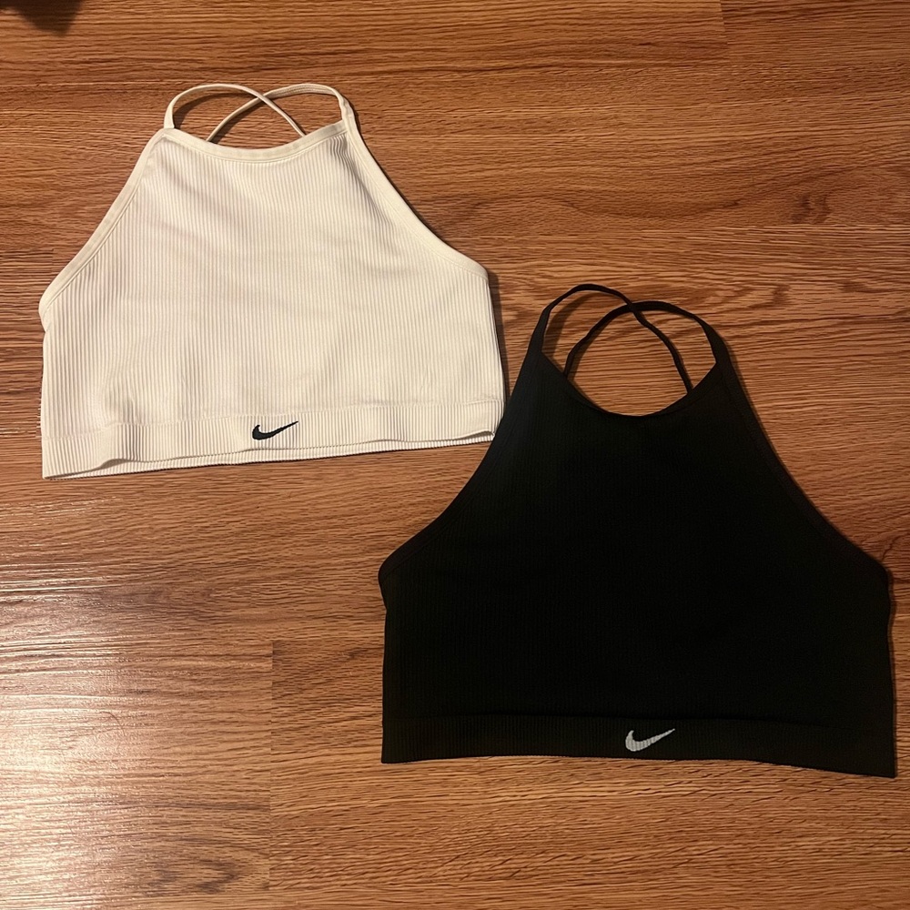 NWOT Nike Ribbed Halter Crop Tops in White and Black